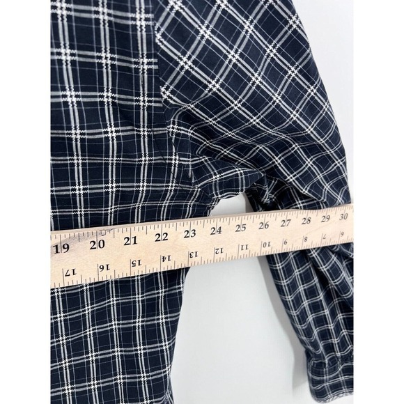 Johnston & Murphy Button-Down Dress Shirt Tailored Fit Blue Squares Men's Large - Picture 4 of 8